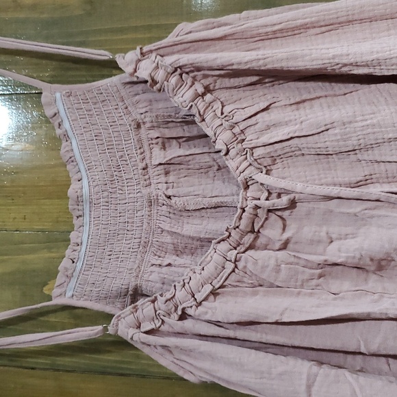 ROSE PINK ROMPER JUMPSUIT Harem SMALL SQUARE NECK  SPAGHETTI STRAP Pastel - Picture 8 of 12